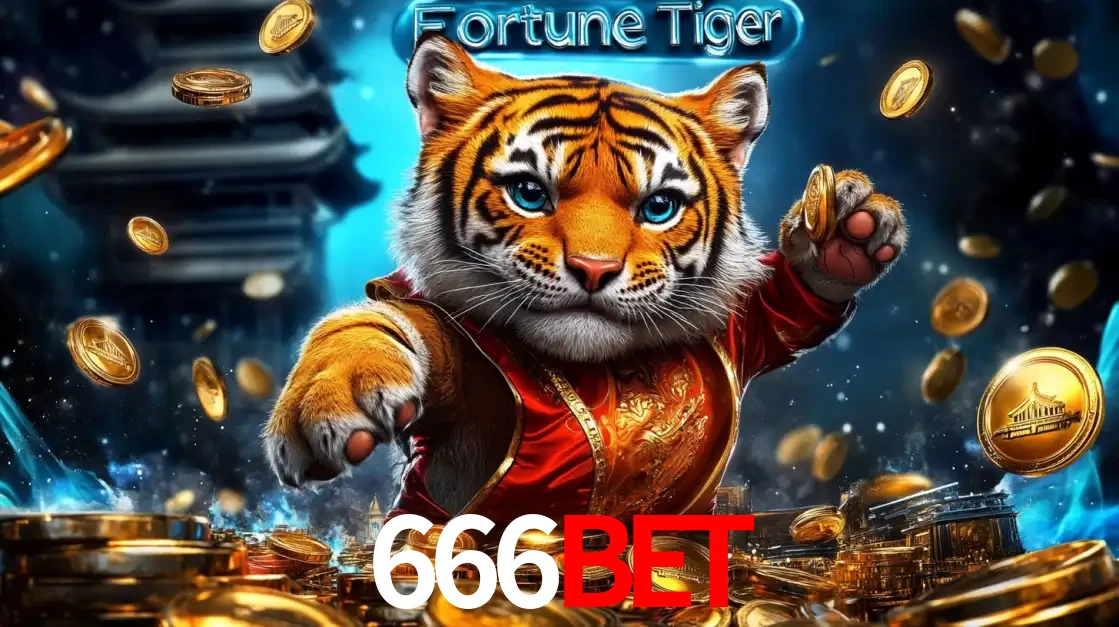 Imagem promocional do jogo de slot Fortune Tiger, com um tigre majestoso em traje tradicional cercado por uma fortuna em moedas de ouro, disponível agora no cassino 666BET.